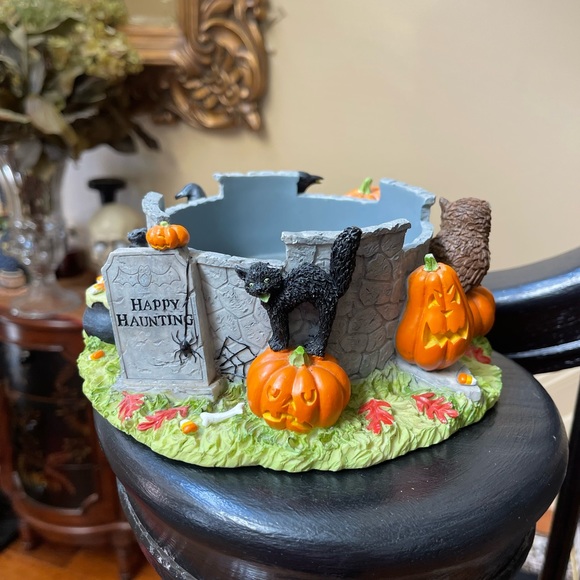 Holiday Vintage Halloween Graveyard 3wickcandle Holder By The White